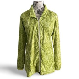 Columbia Damask Lime Green Chartreuse Lightweight Zip Jacket size medium
